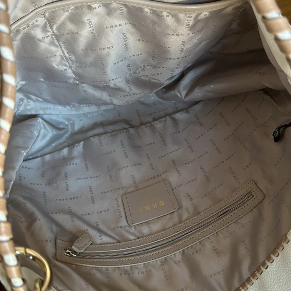 DKNY Winnie braid pebble finish leather hobo